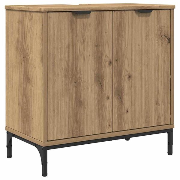 vidaXL Waschbeckenschrank mit T&uuml;r Artisan-Eiche 60,5 x 33,5 x 61 cm