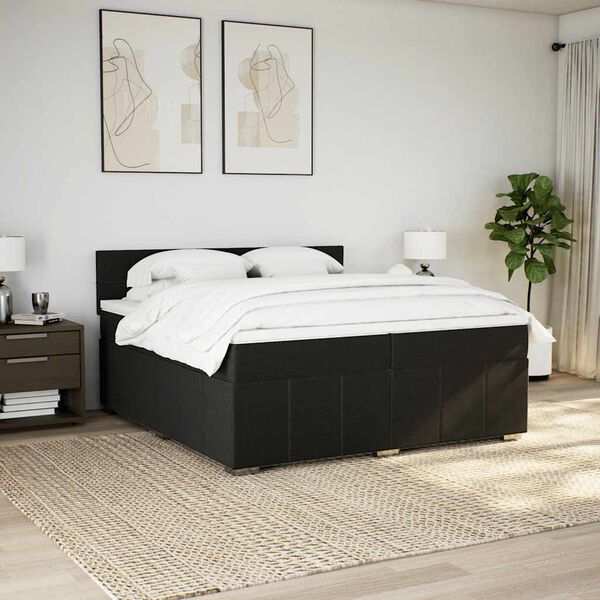 vidaXL Boxspringbett mit Matratze Schwarz 200x200 cm Stoff