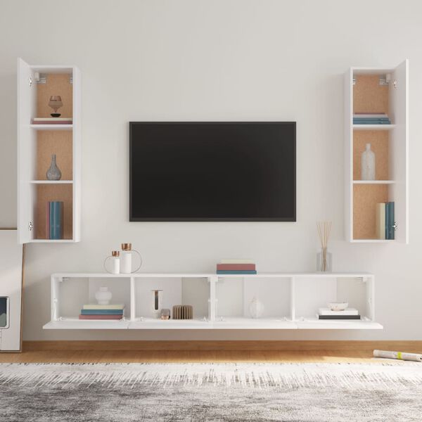 vidaXL 4-tlg. TV-Schrank-Set Wei&szlig; Holzwerkstoff