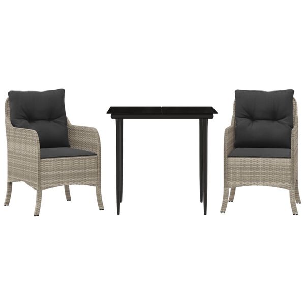 vidaXL 9-tlg. Garten-Essgruppe mit Kissen Hellgrau Poly Rattan