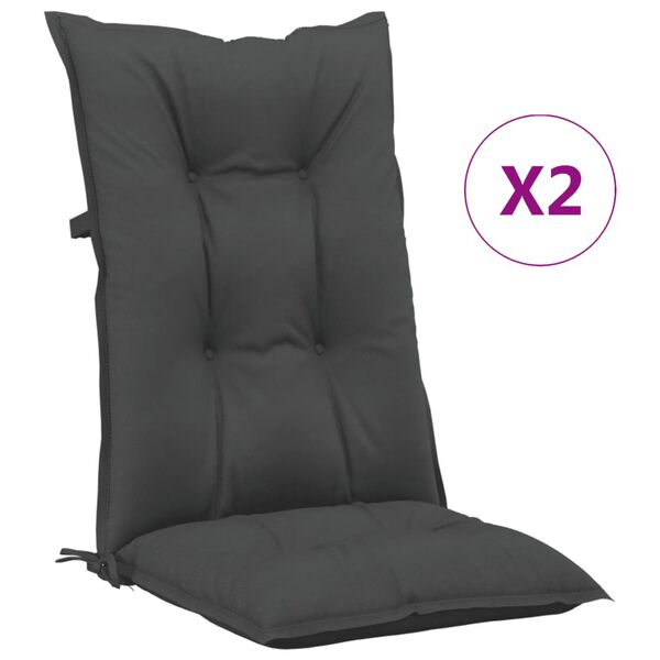 vidaXL Gartenstuhlauflagen f&uuml;r Hochlehner 2 Stk. Anthrazit 120x50x7 cm