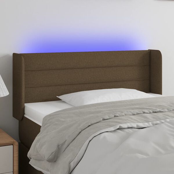 vidaXL LED Kopfteil Dunkelbraun 83x16x78/88 cm Stoff