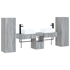 vidaXL Badezimmerm&ouml;bel-Set 5 stk. Grau Sonoma 33 x 34,5 x 100 cm