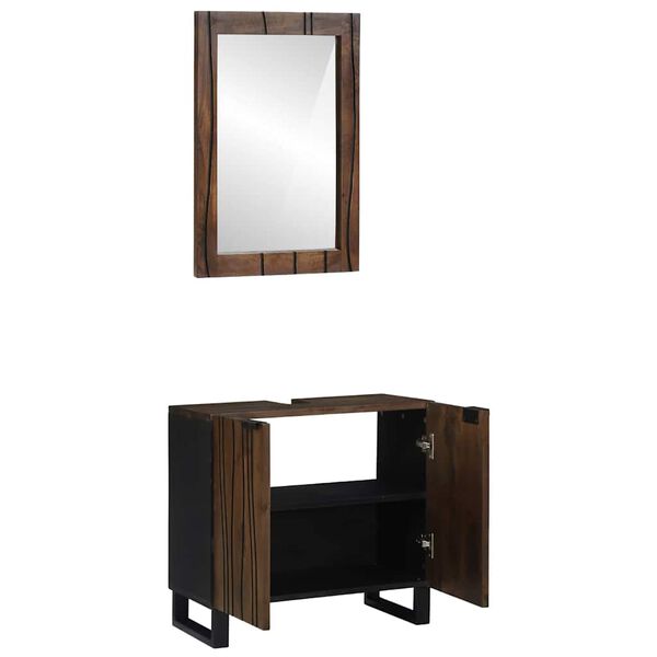 vidaXL Badezimmerm&ouml;bel-Set mit Regal 2 pcs Walnussbraun Holzwerkstoff