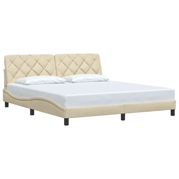 vidaXL Bettgestell ohne Matratze Creme 180x200 cm Stoff