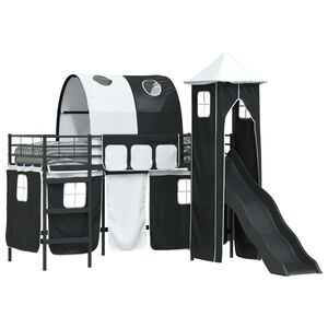 vidaXL Kinderloftbett Schwarz 90 x 190 cm Metall