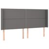 vidaXL LED Kopfteil Grau 183x16x118/128 cm Kunstleder