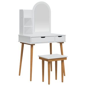 vidaXL Schminktisch-Set FAUSKE 4 stk. Wei&szlig; 76 x 50 x 143 cm