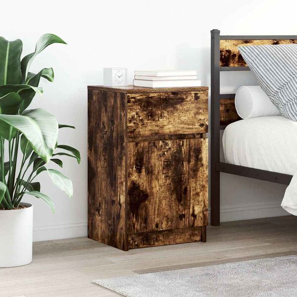 vidaXL Nachttisch R&auml;uchereiche 39x35x65 cm Holzwerkstoff
