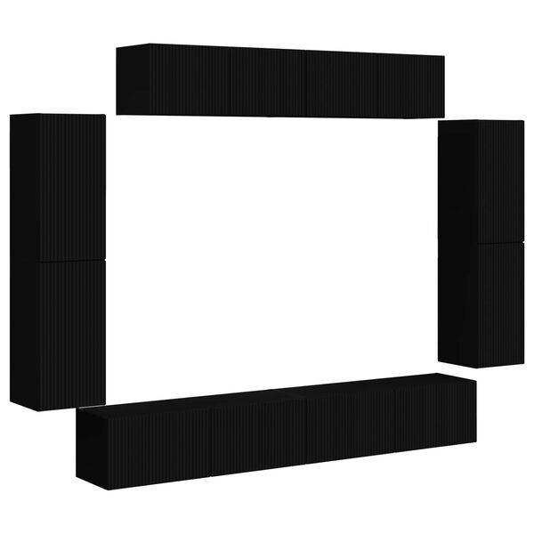 vidaXL TV-Schr&auml;nk 8 pcs Schwarz