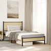 vidaXL Metallbett ohne Matratze Sonoma-Eiche 107x203 cm