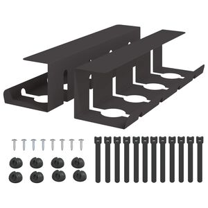 vidaXL Unter dem Schreibtisch Kabelmanagement Tray 2 Stk. Schwarz