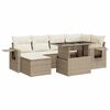 vidaXL 7-tlg. Garten-Sofagarnitur mit Kissen Beige Poly Rattan