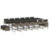 vidaXL 17-tlg. Garten-Essgruppe mit Kissen Grau Poly Rattan