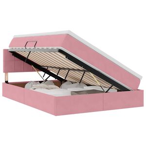 vidaXL Bett mit Stauraum und LED mit Matratze Rosa 140 x 200 cm Samt
