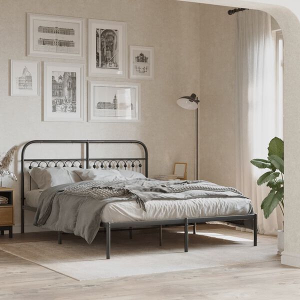 vidaXL Kopfteil Metall Schwarz 150 cm