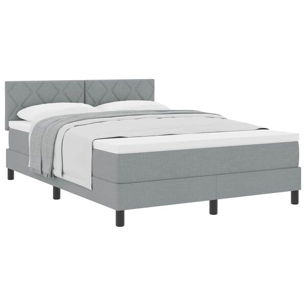 vidaXL Boxspringbett mit Matratze Hellgrau 160 x 200 cm Stoff
