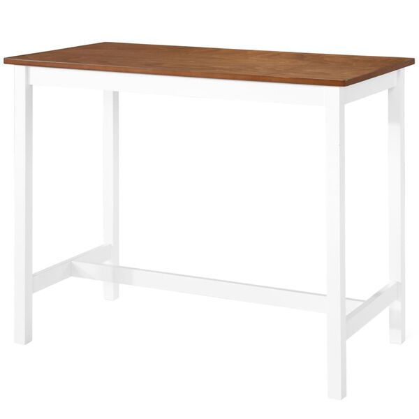 vidaXL Bartisch mit St&uuml;hlen 3-tlg. Massivholz Braun und Wei&szlig;