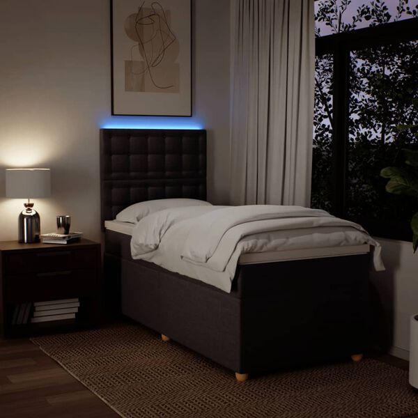 vidaXL Boxspringbett mit Matratze Dunkelbraun 90x190 cm Stoff