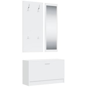 vidaXL 3-tlg. Flurm&ouml;bel-Set Wei&szlig; Holzwerkstoff