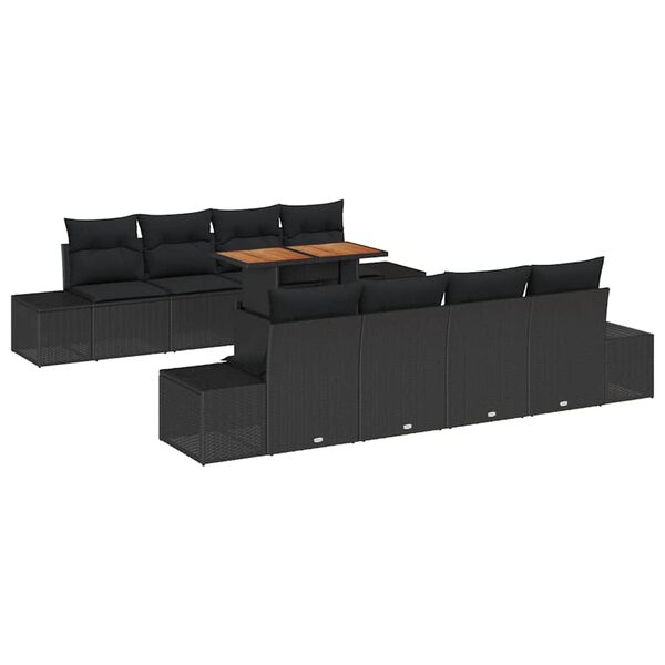 vidaXL Garten Essgruppe mit Kissen 9 pcs Schwarz und Braun