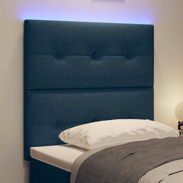 vidaXL LED Kopfteil mit LED-Lichtleisten Blau 80 cm Polyester