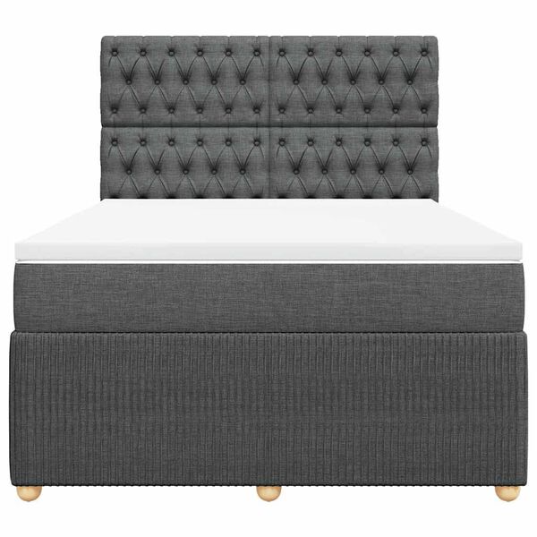 vidaXL Boxspringbett mit Matratze Dunkelgrau 140x190 cm Stoff