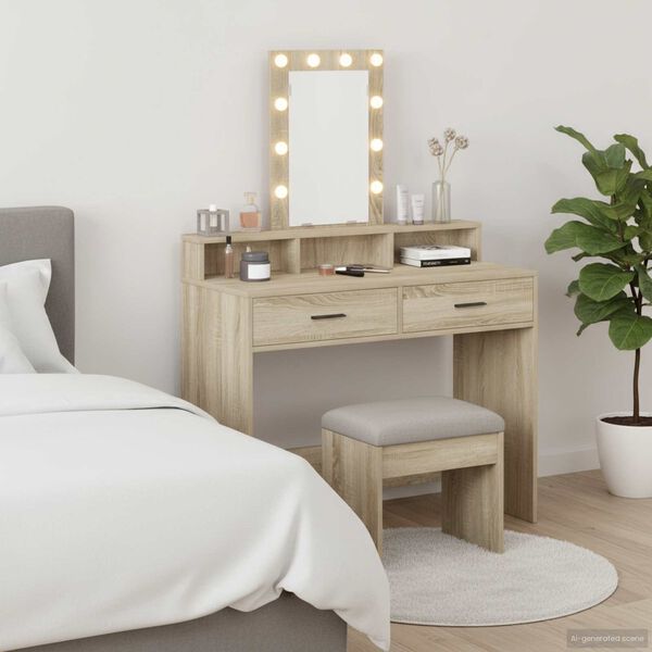 vidaXL Schminktisch mit Speicher Braun 100 x 41 x 140 cm Holzwerkstoff