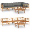 vidaXL 6-tlg. Garten-Lounge-Set mit Grauen Kissen Massivholz Teak