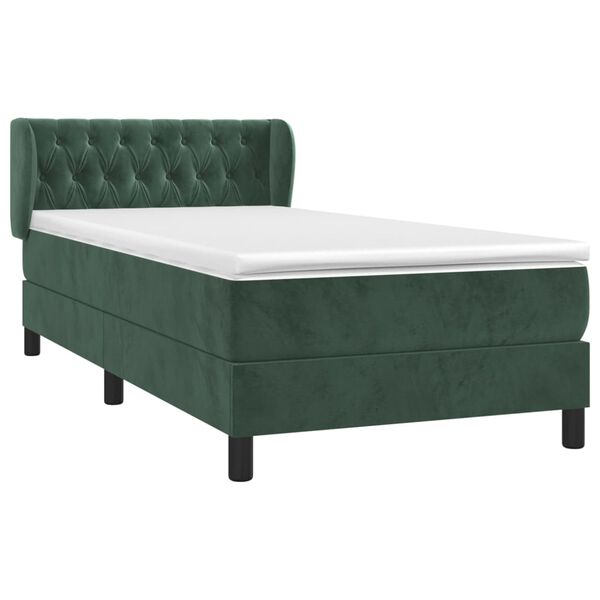 vidaXL Boxspringbett mit Matratze Dunkelgr&uuml;n 100x200 cm Samt