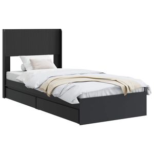 vidaXL Bettgestell mit Stauraum und Kopfteil Schwarz 75 x 190 cm