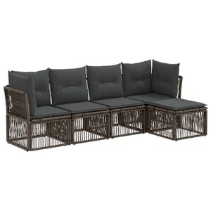 vidaXL Gartensofa-set 5 stk. Grau Poly-Rattan