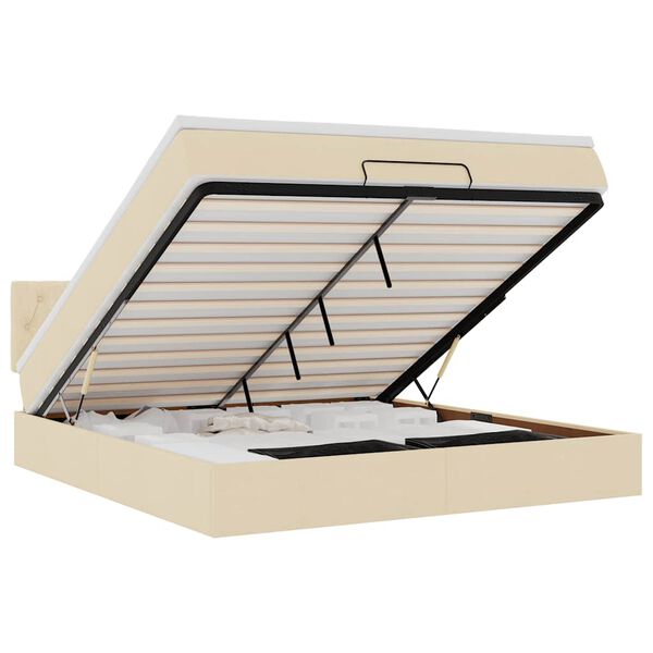 vidaXL Ottoman-Bett mit Matratze Creme 160x200 cm Stoff