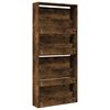 vidaXL Schuhschrank mit Spiegel 4 F&auml;cher R&auml;uchereiche 63x17x134 cm
