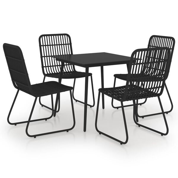 vidaXL 5-tlg. Garten-Essgruppe Poly Rattan und Glas