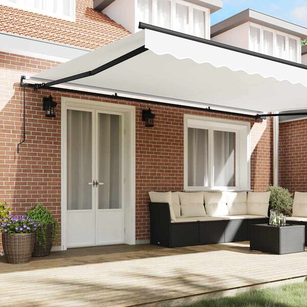 vidaXL Einziehbare Markise Wei&szlig; 500 x 350 cm Polyester und Stahl