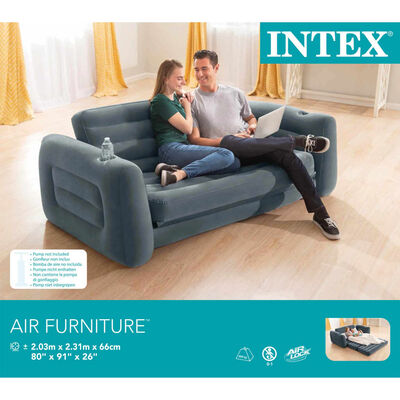 Intex Aufblasbares Sofa Ausziehbar 203x231x66 cm Dunkelgrau