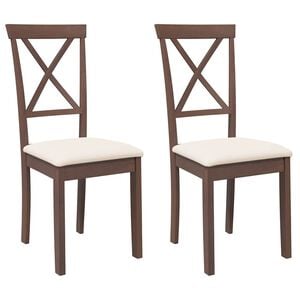 vidaXL Esszimmerst&uuml;hle mit Kissen 2 Stk. Braun Massivholz Gummibaum
