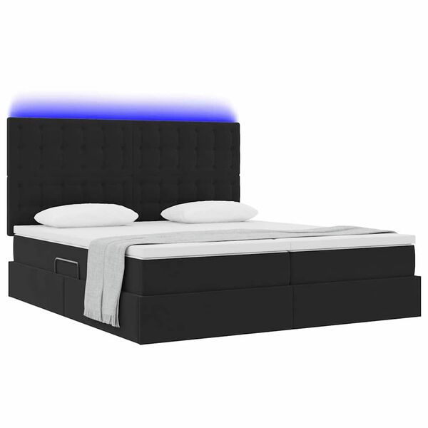 vidaXL Bett mit LED-Lichtleisten Schwarz 180 x 200 cm Samt