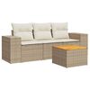 vidaXL 4-tlg. Garten-Sofagarnitur mit Kissen Beige Poly Rattan