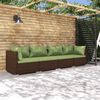 vidaXL 4-tlg. Garten-Lounge-Set mit Auflagen Poly Rattan Braun