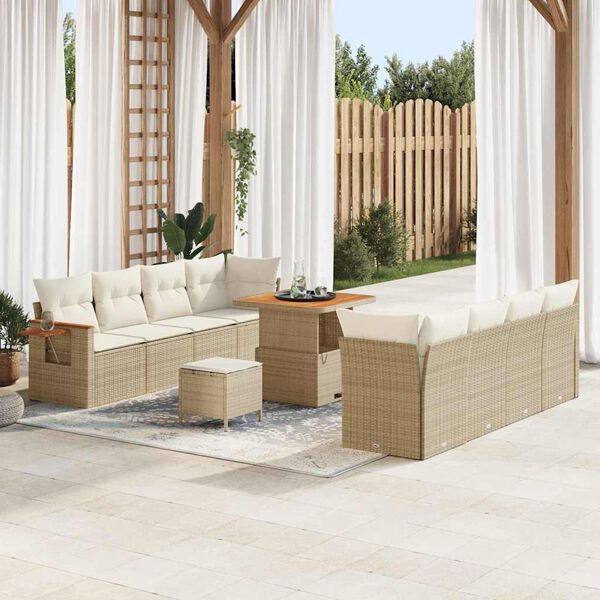 vidaXL Garten-Sofa-Set 11 pcs Beige und Creme 80 x 80 x 71 cm
