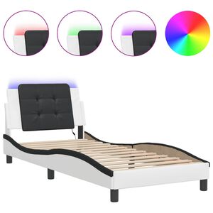 vidaXL Bettgestell mit LED ohne Matratze Zadar Wei&szlig;&Schwarz 100x200cm