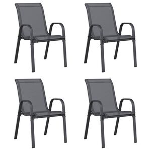 vidaXL Stapelbare Gartenst&uuml;hle 4 Stk. Grau Textilene