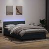 vidaXL Boxspringbett mit Matratze & LED Dunkelgrau 140x210 cm Samt