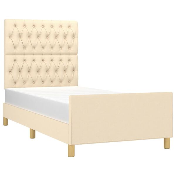 vidaXL Bettgestell ohne Matratze Creme 90x200 cm Stoff