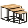 vidaXL Satztische 3 Stk. Massivholz Mango und Eisen