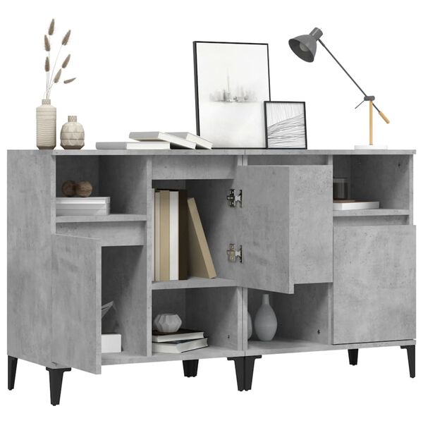 vidaXL Sideboards 2 Stk. Betongrau 60x35x70 cm Holzwerkstoff