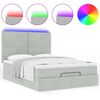 vidaXL Ottoman-Bett mit Matratzen & LEDs Hellgrau 140x190 cm Samt