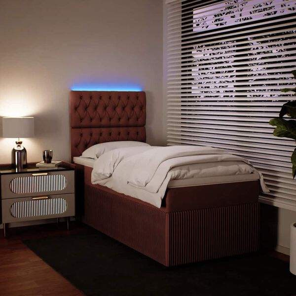 vidaXL Boxspringbett mit Matratze Rosa 90x190 cm Samt